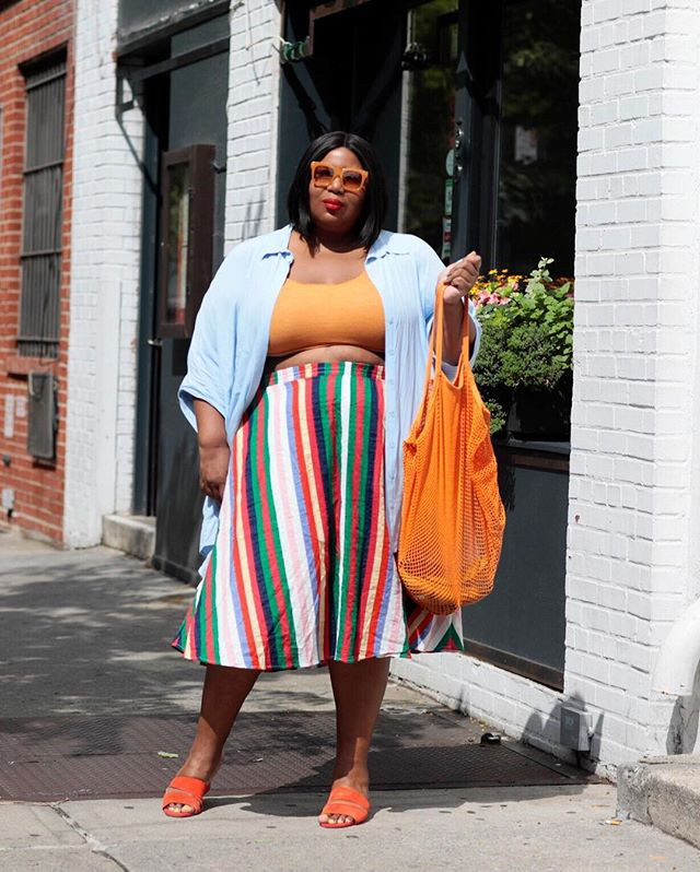 Striped Skirt and Orange Crop Top for a Casual Summer Day Striped Skirt and Orange Crop Top for a Casual Summer Day — Colorful Summer Outfits 2027