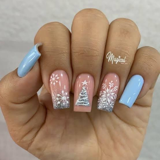 Medium Pink Square Christmas Tree Art Medium Pink Square Christmas Tree Art — Christmas Square Nails 2026