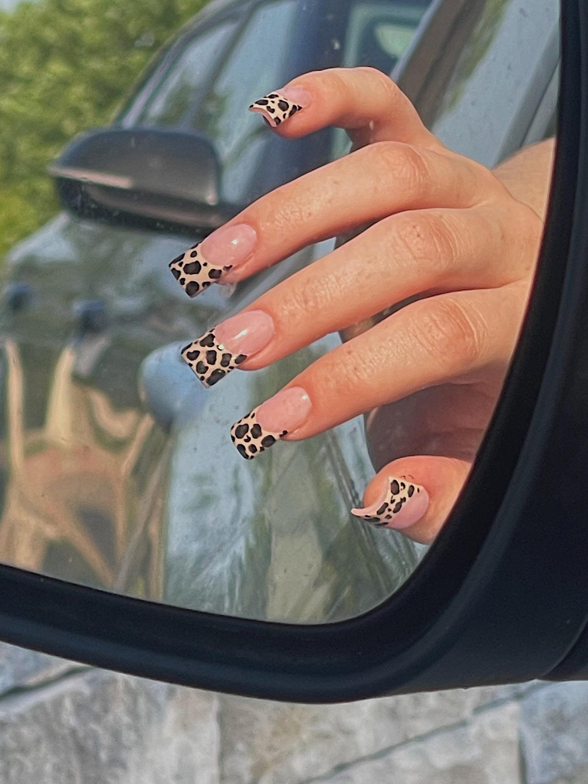 Long Square Black Leopard French Tips Long Square Black Leopard French Tips — Leopard Print Nails 2027