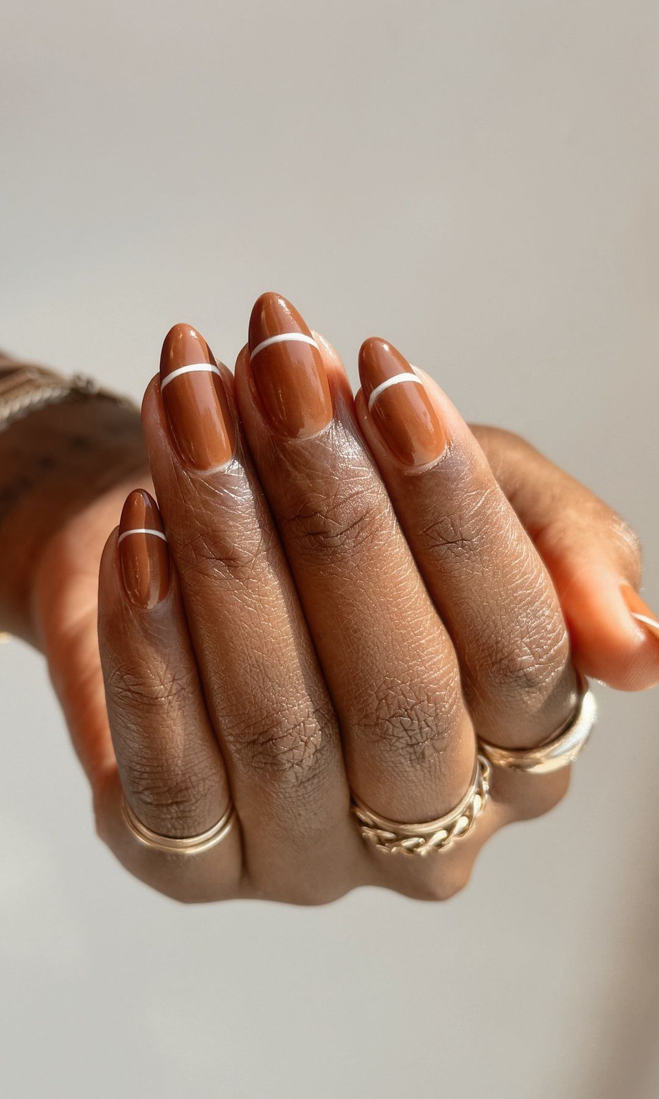 Translucent Brown Grid Almond Nails Translucent Brown Grid Almond Nails — Mom Nails 2027