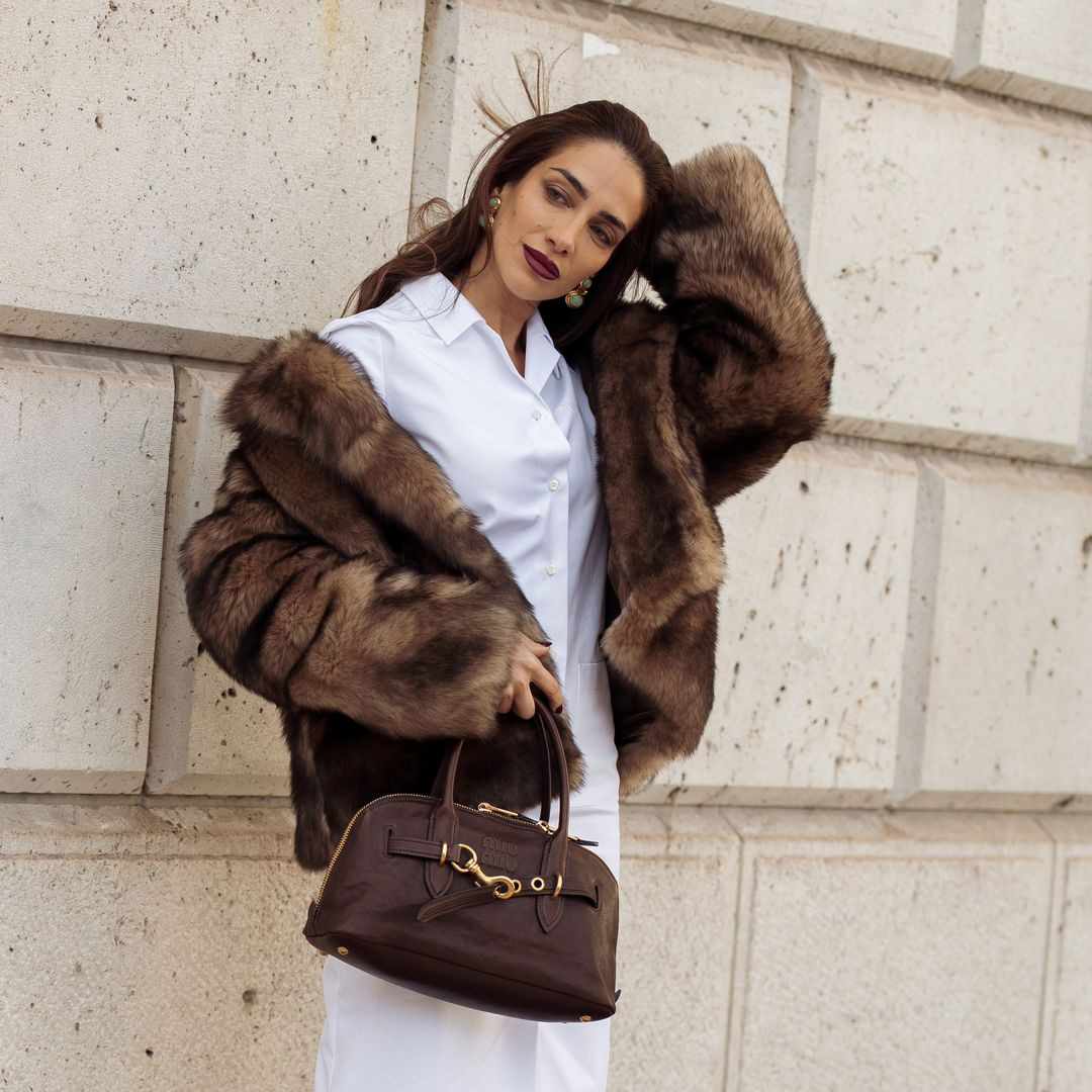 None Brown Faux Fur Coat Over White Shirt and Dress None Brown Faux Fur Coat Over White Shirt and Dress — Faux Fur Outfits 2027