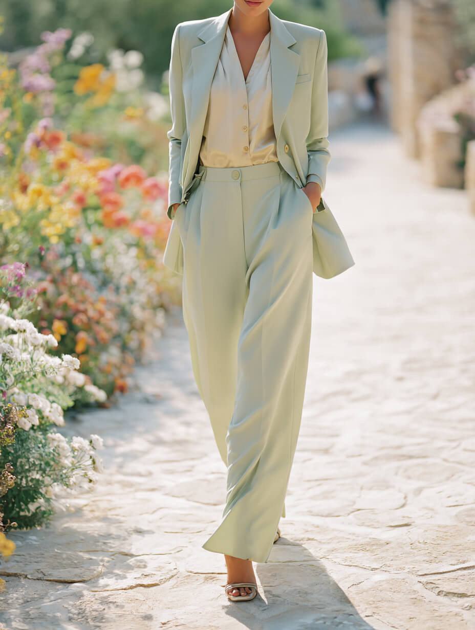 Effortless Elegance: The Pale Green Lightweight Suit Effortless Elegance: The Pale Green Lightweight Suit — Mothers Day Outfits 2027