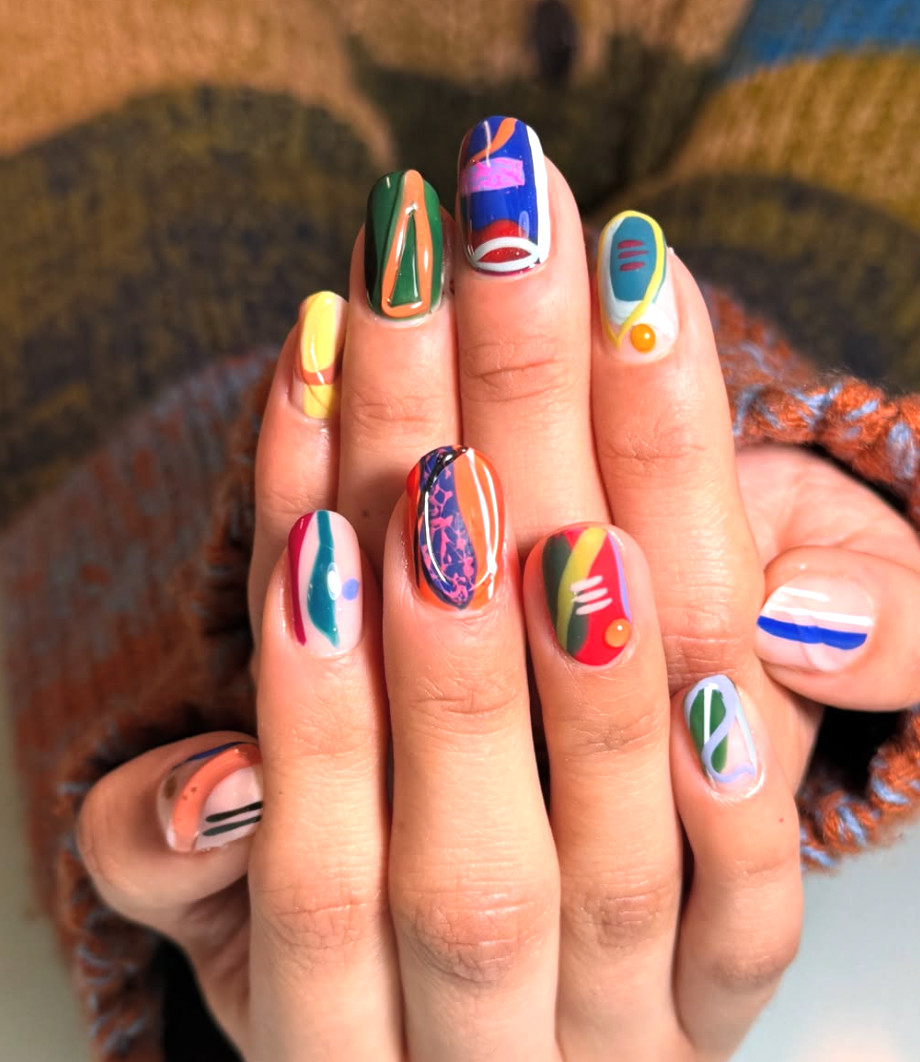 Short Square Multi-Color Abstract Blocks Short Square Multi-Color Abstract Blocks — Abstract Nails 2027