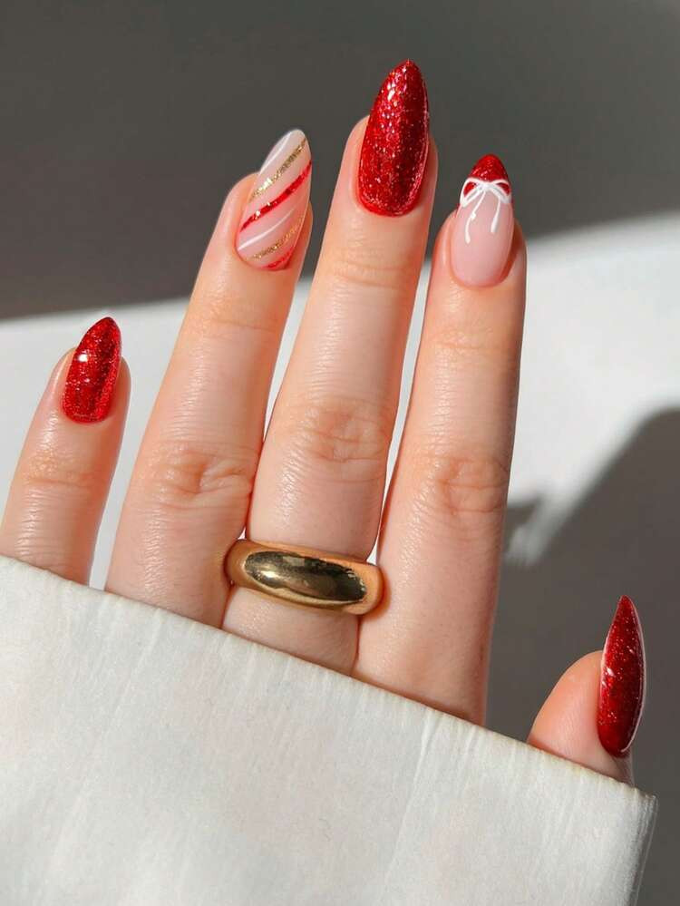 Glitter Glossy Visual Idea Glitter Glossy Visual Idea — Bow Stiletto Nails 2027