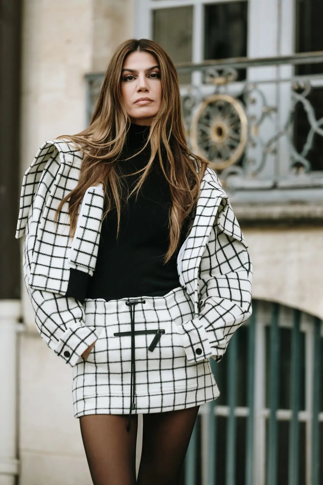 Monochromatic Plaid Set: Oversized Jacket and Mini Skirt Monochromatic Plaid Set: Oversized Jacket and Mini Skirt — Plaid Outfits 2027