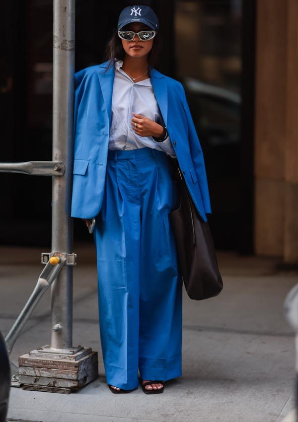 Bold Blue Blazer and Cap Ensemble Bold Blue Blazer and Cap Ensemble — Baseball Cap Outfits 2027