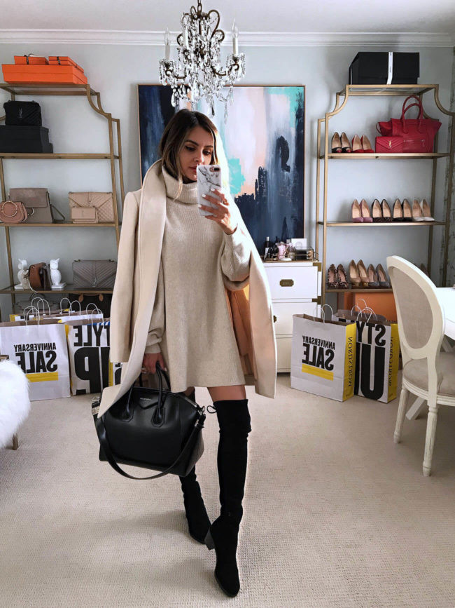 Cozy Chic: Cream Sweater Dress with Over-the-Knee Boots for Anniversary Cozy Chic: Cream Sweater Dress with Over-the-Knee Boots for Anniversary — Anniversary Outfits 2027