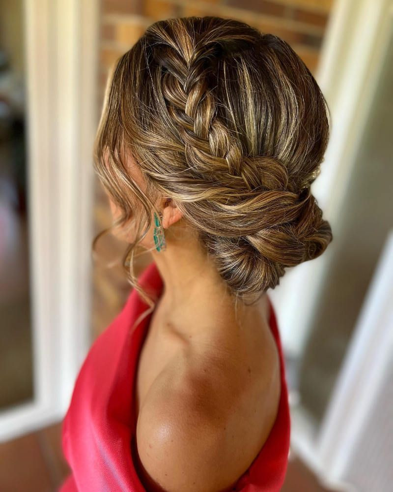 Crown Braid With Caramel Waves — Wedding Guest Updos 2027