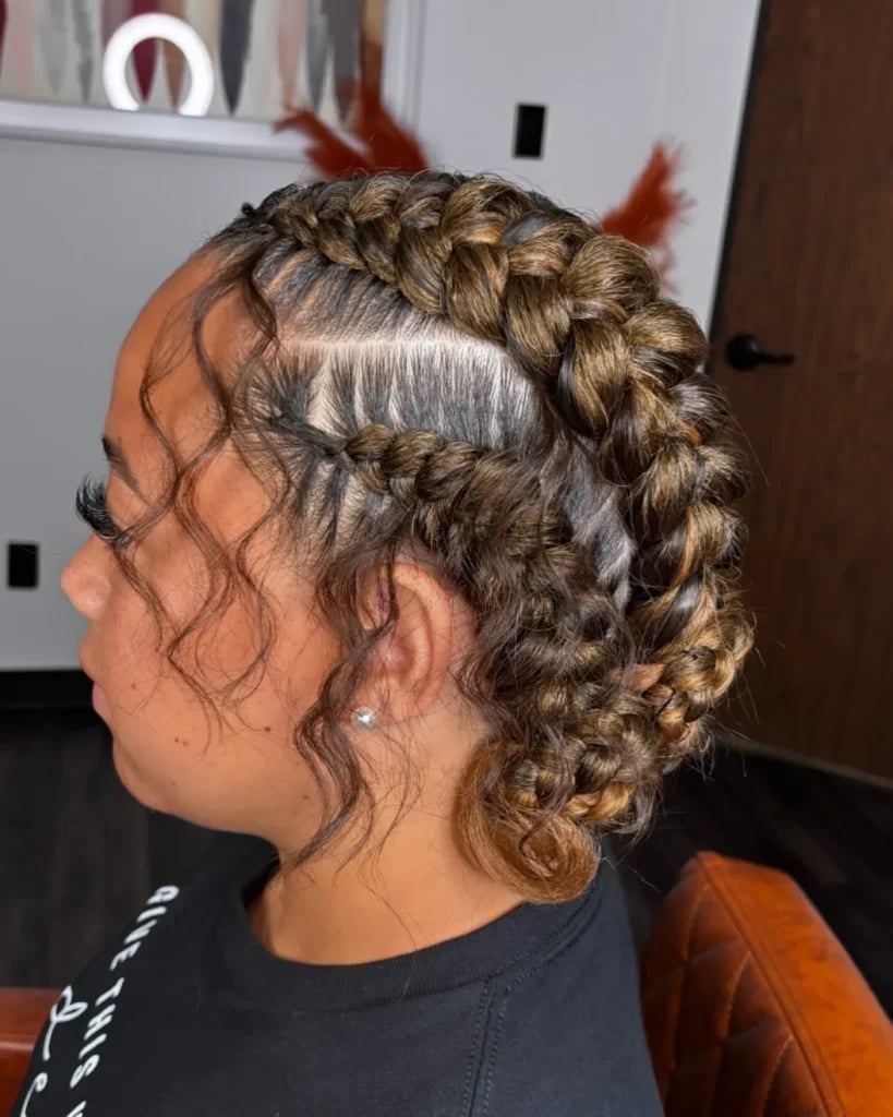 Brown And Blonde Cornrows With Wavy Tendrils Brown And Blonde Cornrows With Wavy Tendrils — 8 Cornrows 2027