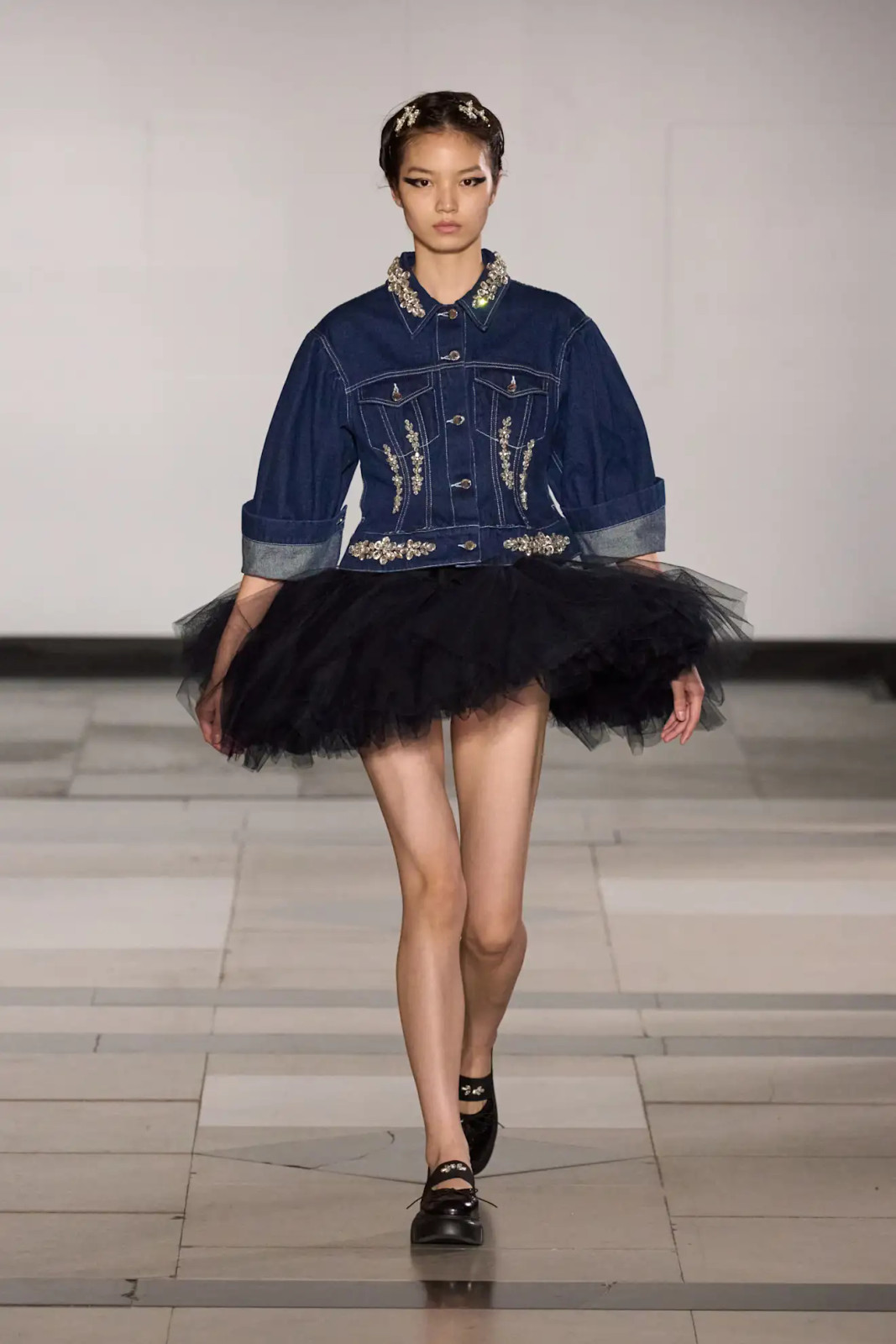 Embellished Denim Jacket and Tulle Tutu Skirt Embellished Denim Jacket and Tulle Tutu Skirt — Balletcore Outfits 2027