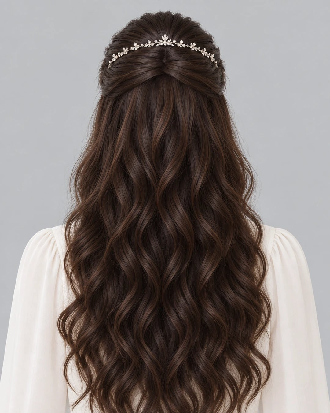 Dark Brown Braided Headband Waves — Prom Hairstyles 2027