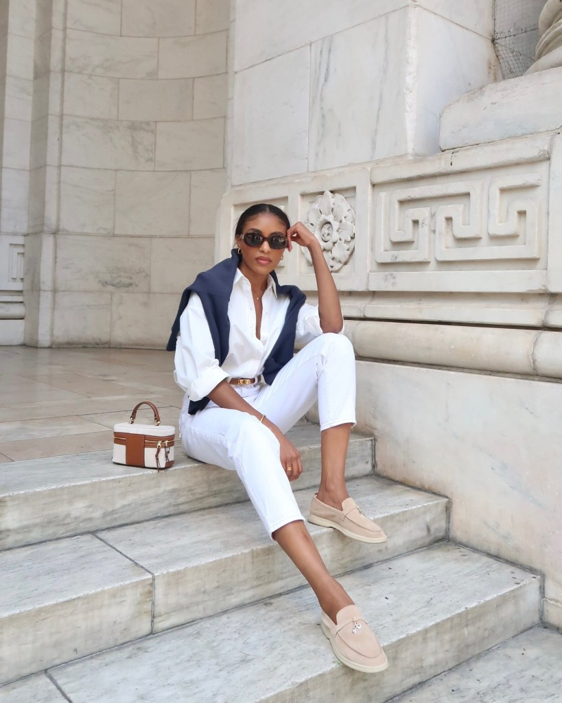 Classic Sophistication: White Shirt with Navy Sweater Drape — Nice Outfits 2027