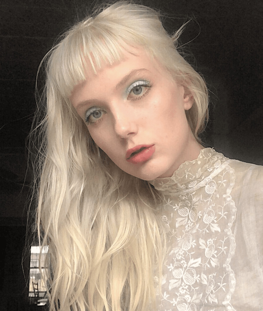 Mid-Back Platinum Blonde Wavy With Wispy Baby Bangs Mid-Back Platinum Blonde Wavy With Wispy Baby Bangs — Baby Bangs 2027
