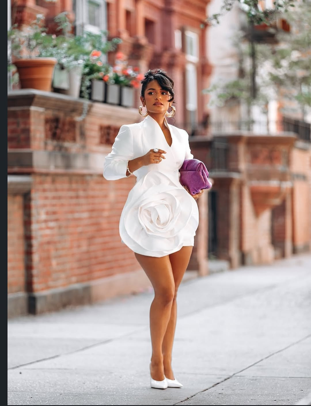 White Structured Mini Dress with Rose Detail White Structured Mini Dress with Rose Detail — New Years Eve Outfits 2027