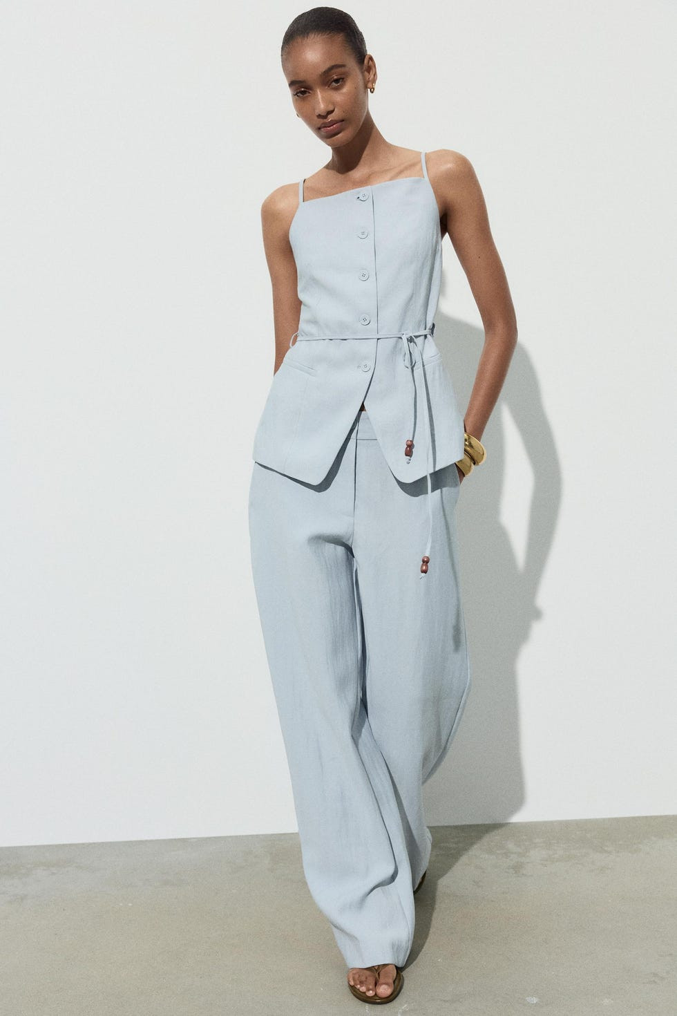 Sky Blue Vest and Trousers Set for Daytime Casual Sky Blue Vest and Trousers Set for Daytime Casual — Sky Blue Outfits 2027