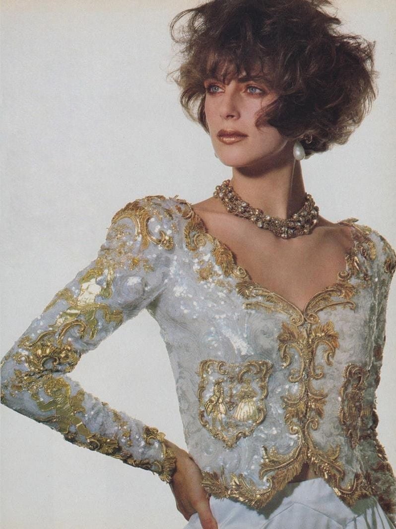 Embellished jacket with gold embroidery and sequins, Close-Up Take Embellished jacket with gold embroidery and sequins, Close-Up Take — 80s Luxury Outfits 2027