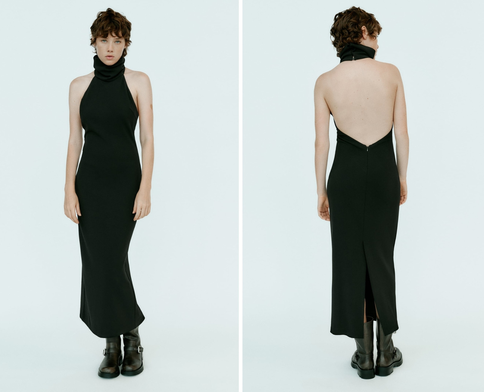 Sleek Black Jersey Maxi with High Neck and Open Back Sleek Black Jersey Maxi with High Neck and Open Back — Backless Dresses 2027