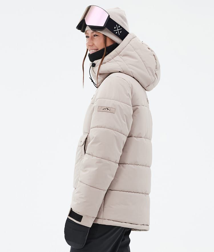 Beige Puffer Jacket with Balaclava and Pink Goggles Beige Puffer Jacket with Balaclava and Pink Goggles — Ski Outfits for Women 2027