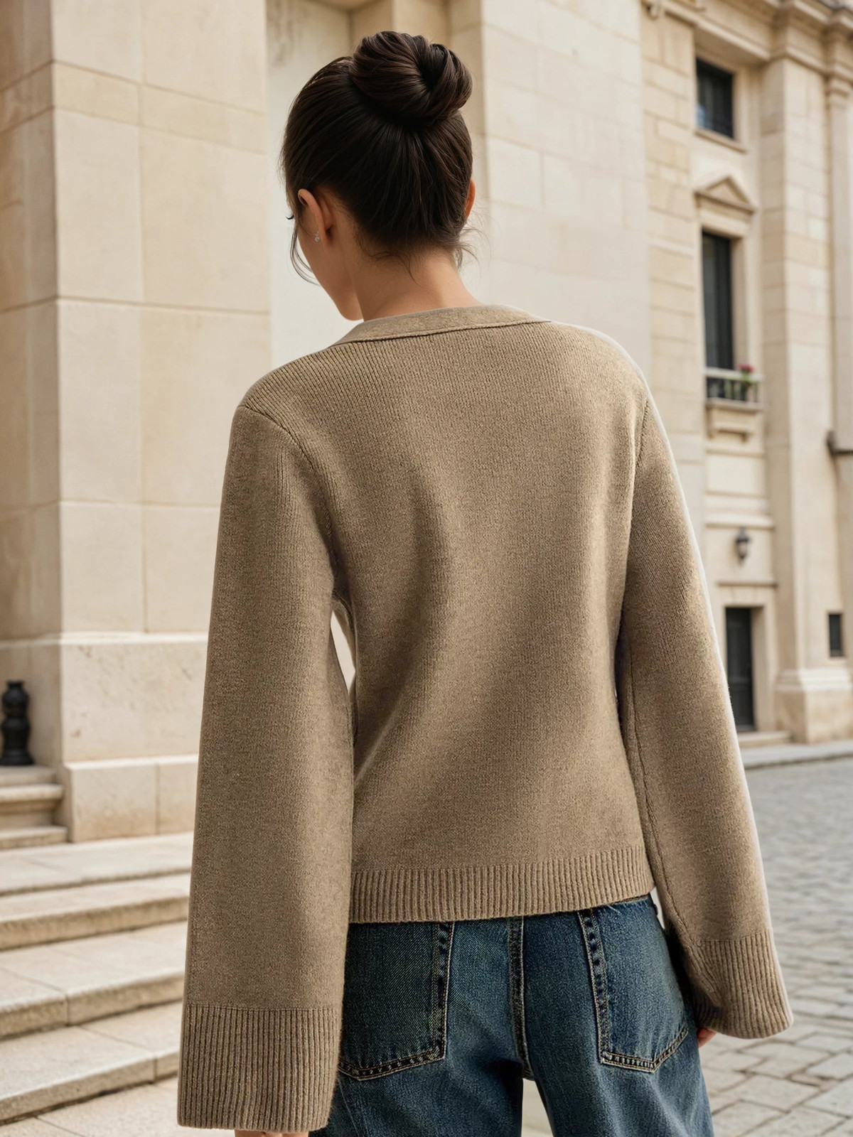 Cream Knit Cardigan with Plaid Wide-Leg Trousers Cream Knit Cardigan with Plaid Wide-Leg Trousers — Fall Capsule Wardrobe 2026