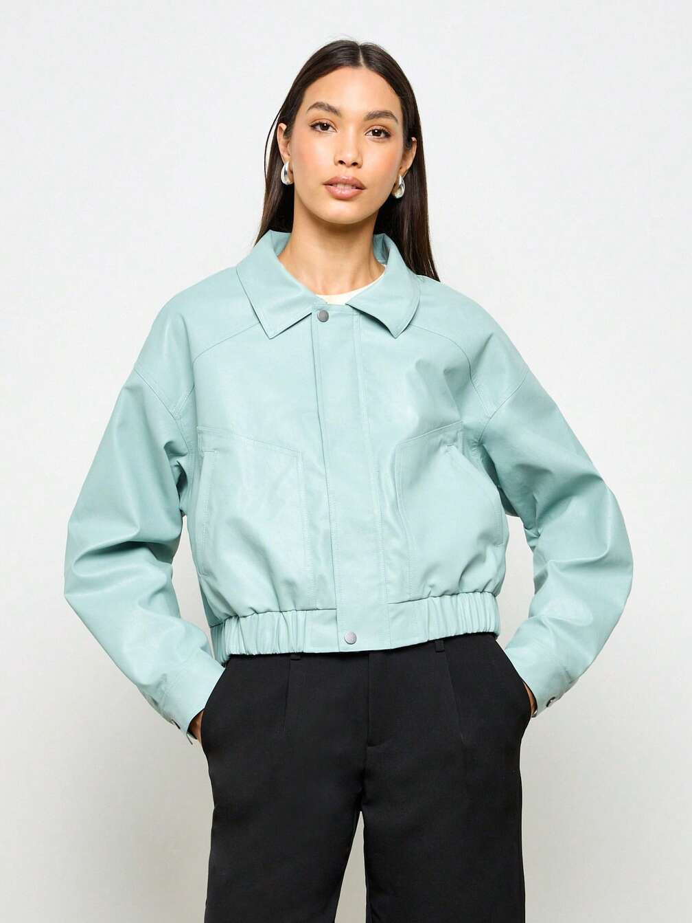 Trendy Pastel Mint Bomber Jacket for a Casual Day Look Trendy Pastel Mint Bomber Jacket for a Casual Day Look — Bid Day Outfits 2027
