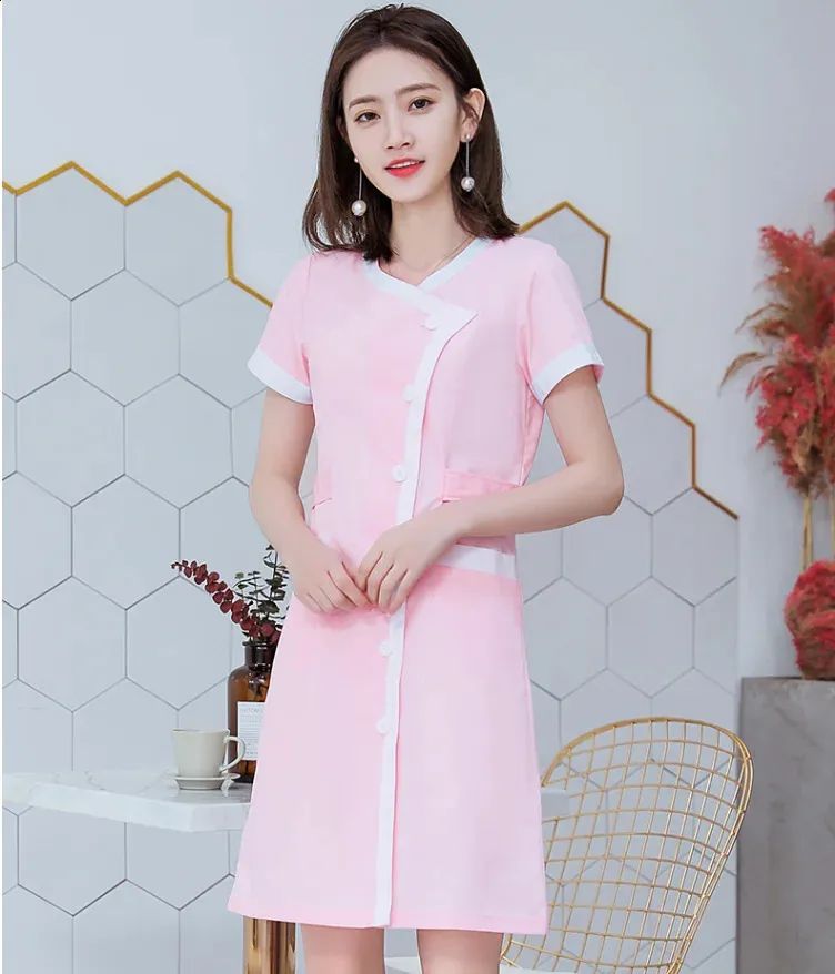 Pink Nurse Dress with White Trim and Belted Waist — Nurse Outfits 2027