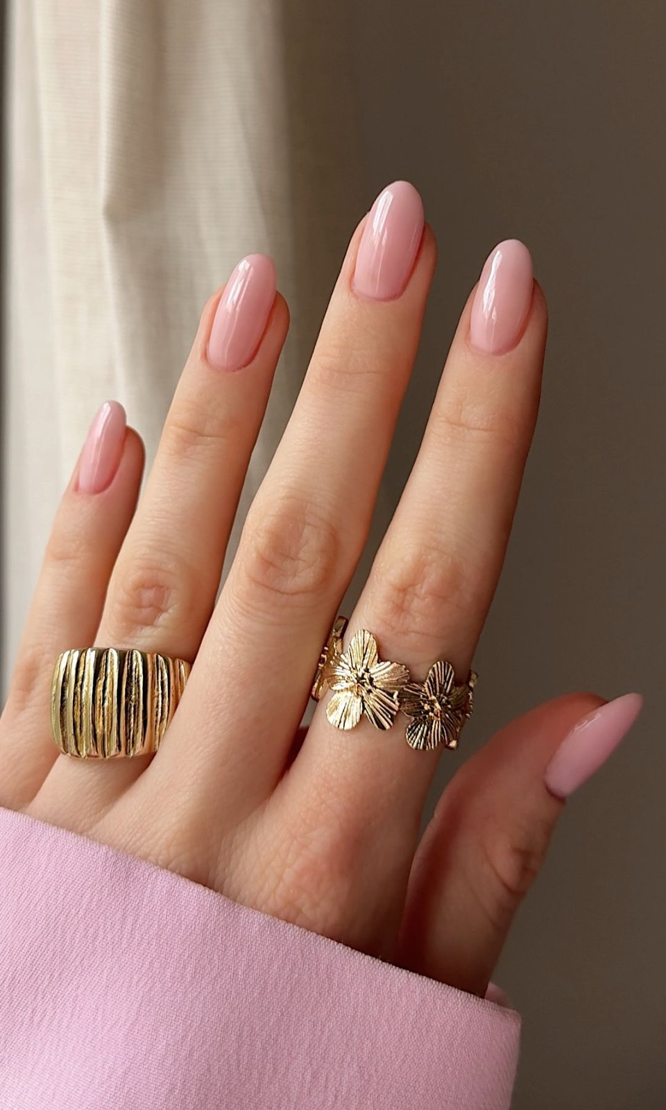 Sheer Pale Pink Medium Almond Nails — Nail Shapes 2027