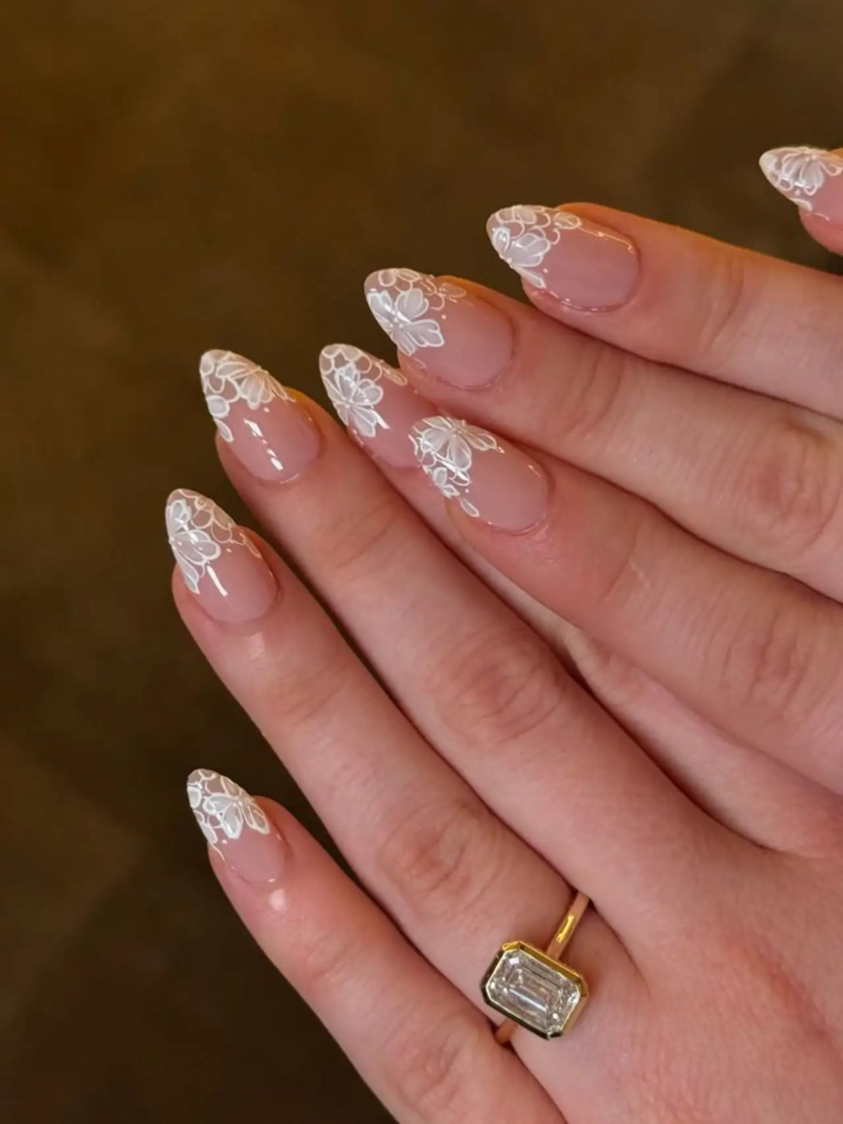 White Lace French Tip Almonds White Lace French Tip Almonds — Lace Nails 2027