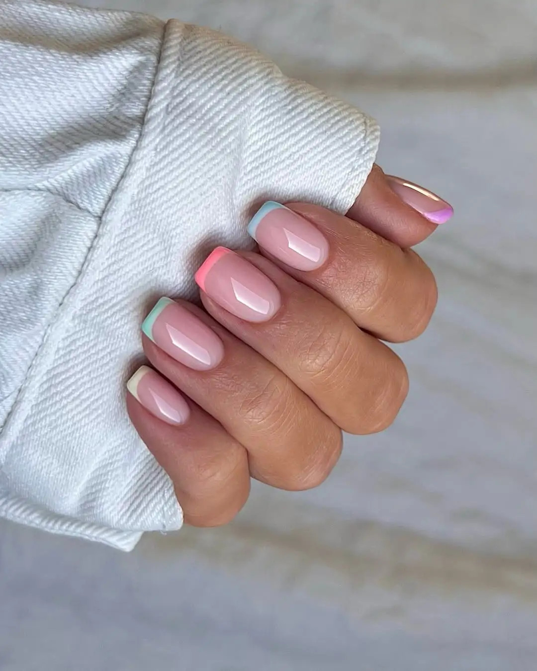 Multi-Colored Pastel Tips Visual Idea Multi-Colored Pastel Tips Visual Idea — Summer French Tip Nails 2027