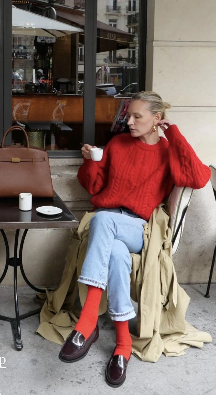 Cozy Layers: Cable Knit Sweater, Jeans, and Burgundy Loafers — Chunky Loafers Outfits 2027