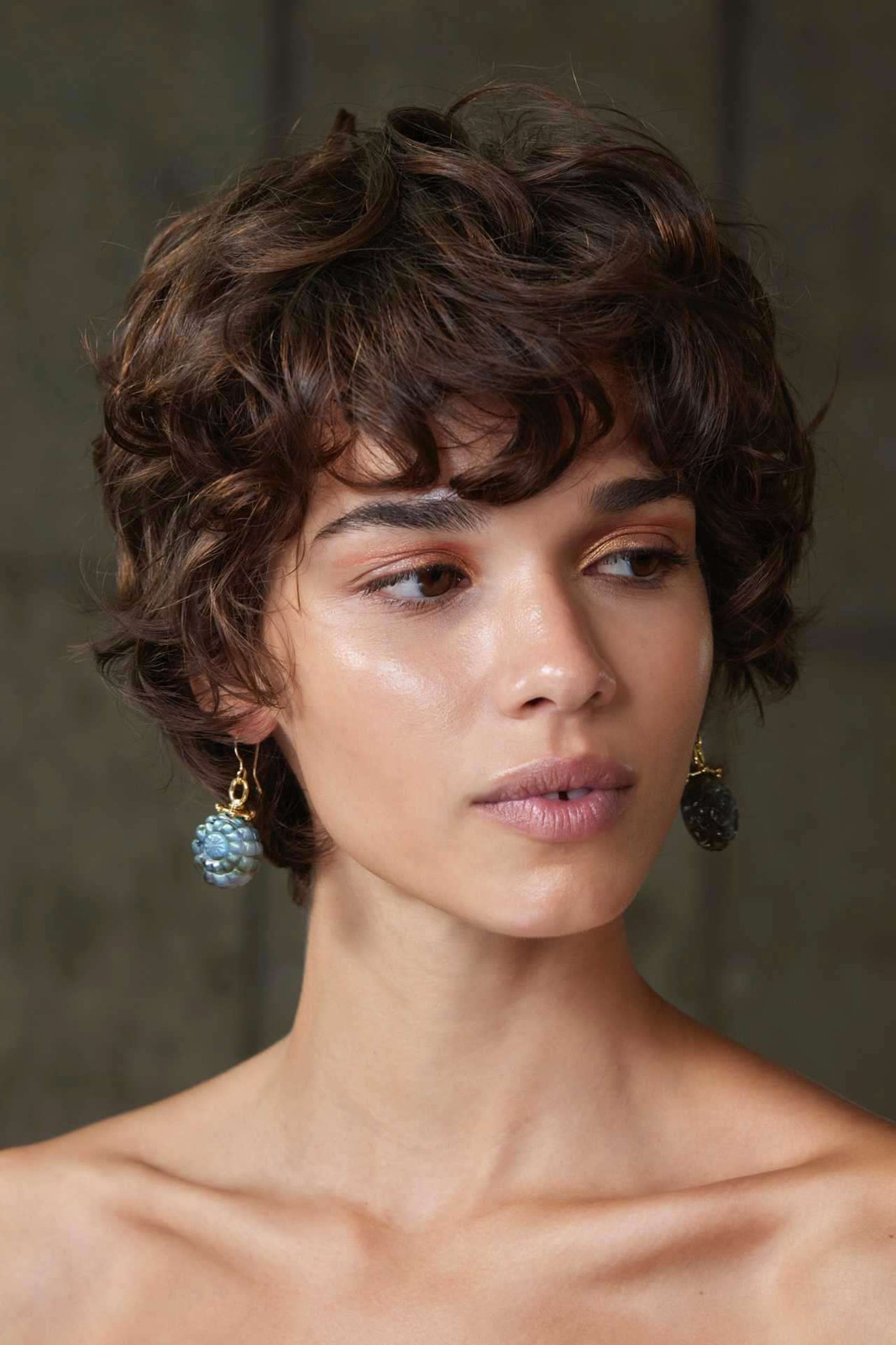 Curly Dark Brown Collarbone Shag — Hairstyles 2027 for Short Hair