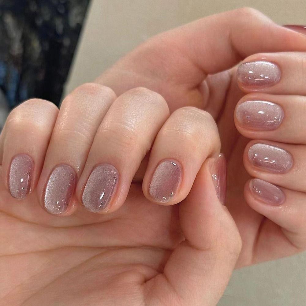 Pink Cat-Eye Shimmer Round Nails Pink Cat-Eye Shimmer Round Nails — Round Nails 2027