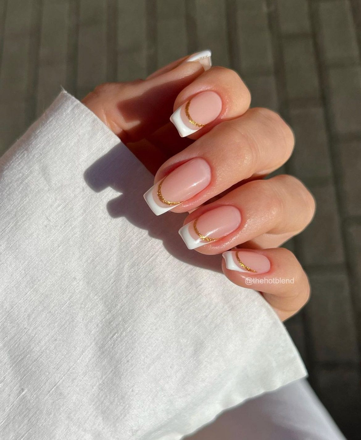 Classic French with Gold Foil Cuticle Classic French with Gold Foil Cuticle — Nails 2027 for Fair Skin