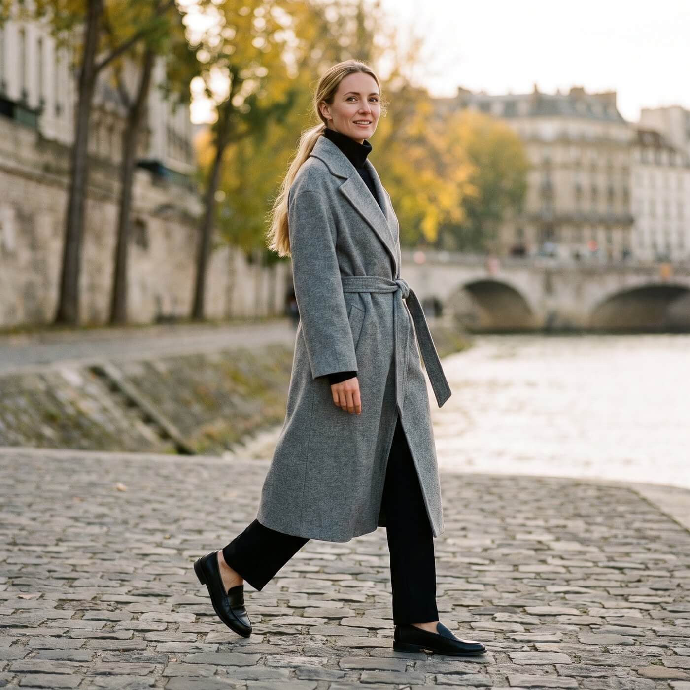 Quiet Luxury with a Grey Tie-Waist Wool Coat Quiet Luxury with a Grey Tie-Waist Wool Coat — Rich Mom Outfits 2027