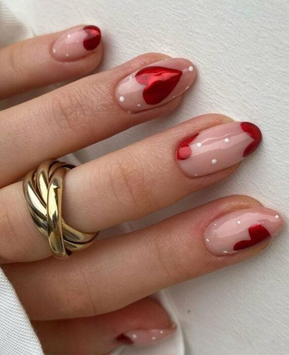 Sheer Nude Base Red Metallic White Visual Idea Sheer Nude Base Red Metallic White Visual Idea — Heart Nails 2027