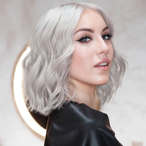 Icy Platinum Blonde Wavy Bob — Gray Hair Color 2027