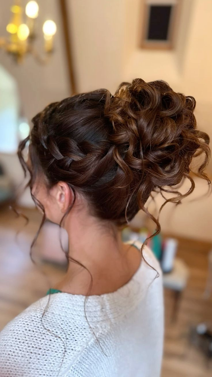 Dark Brown Braided Updo Dark Brown Braided Updo — Messy Bun 2027