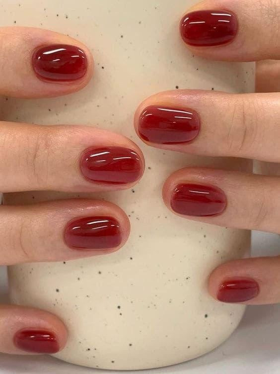 Deep Red Jelly Oval Nails Deep Red Jelly Oval Nails — Summer Jelly Nails 2027