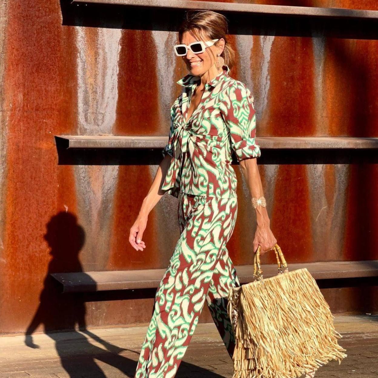 Green and Brown Printed Co-ord Set for Chic Summer Casual Green and Brown Printed Co-ord Set for Chic Summer Casual — Colorful Summer Outfits 2027