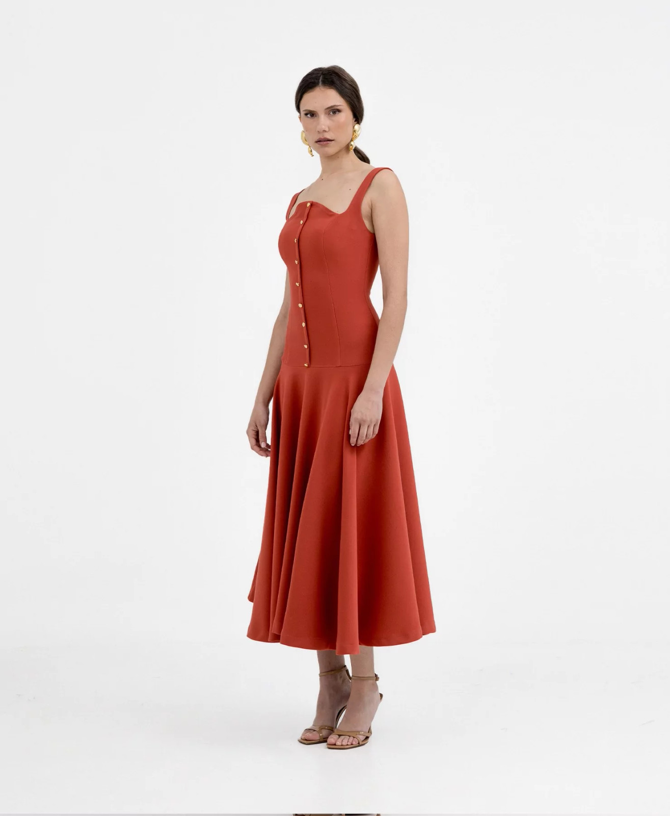 Vibrant Midi Dress with Gold Accents — Spring Capsule Wardrobe 2027