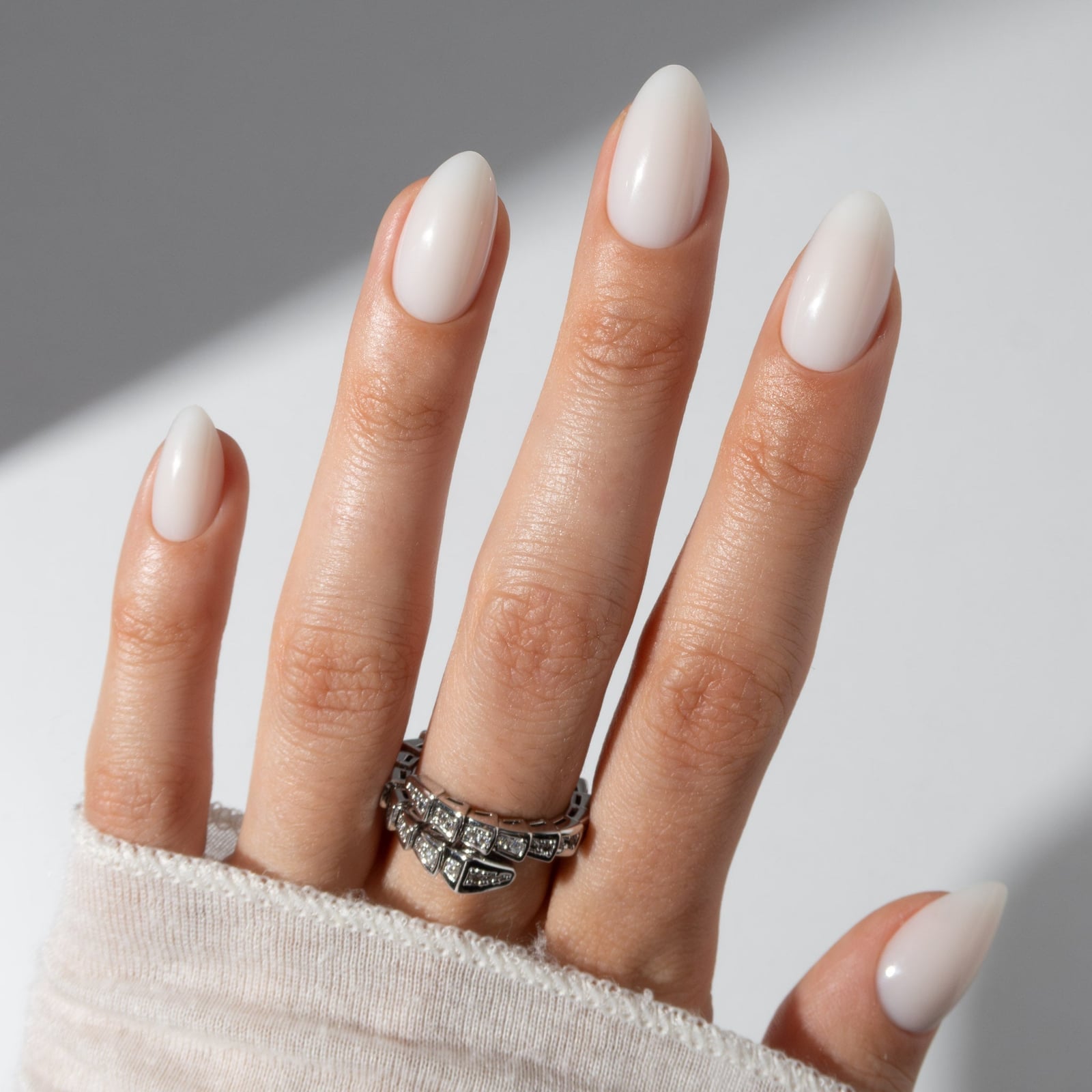 Medium Almond Milky White Glossy Medium Almond Milky White Glossy — Almond Nails 2027 for Fat Fingers