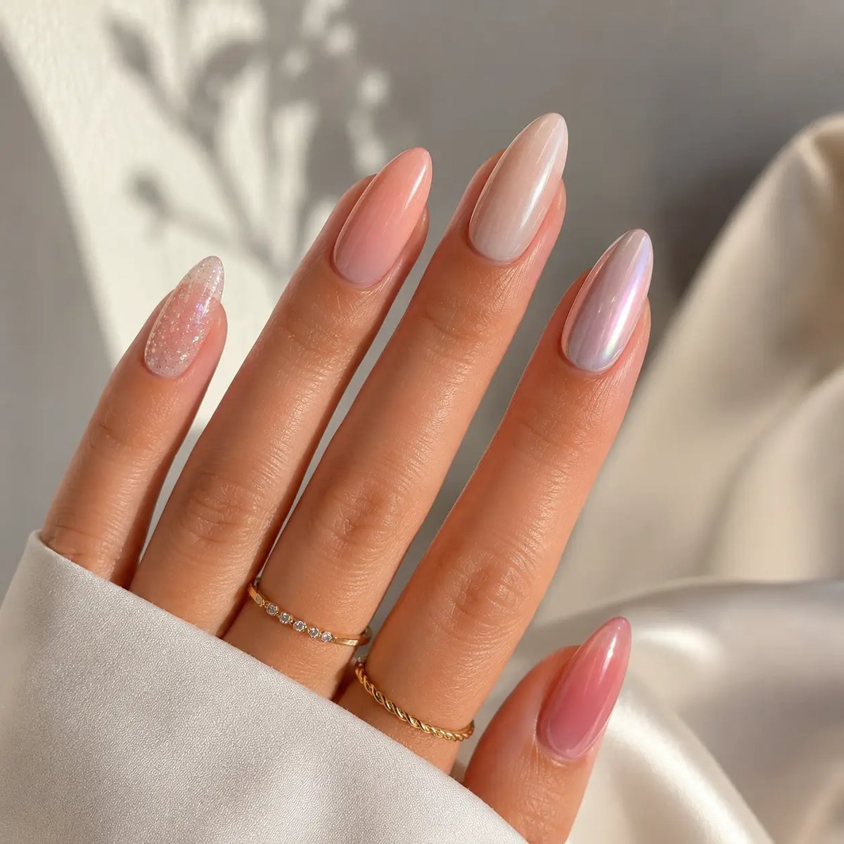Pearlescent Gradient Almond Nails Pearlescent Gradient Almond Nails — Almond Nails 2027 for Short Nail Beds