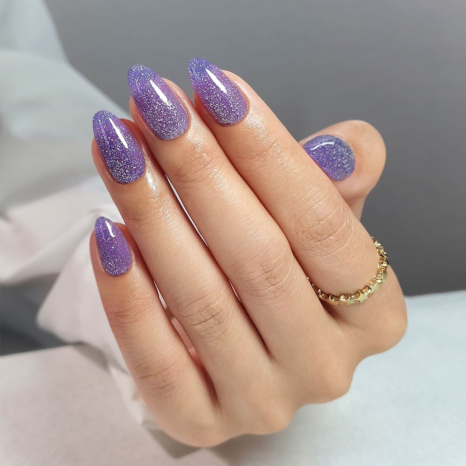 Vibrant Purple Glitter Almond Nails Vibrant Purple Glitter Almond Nails — Almond Nails 2027 for Short Nail Beds