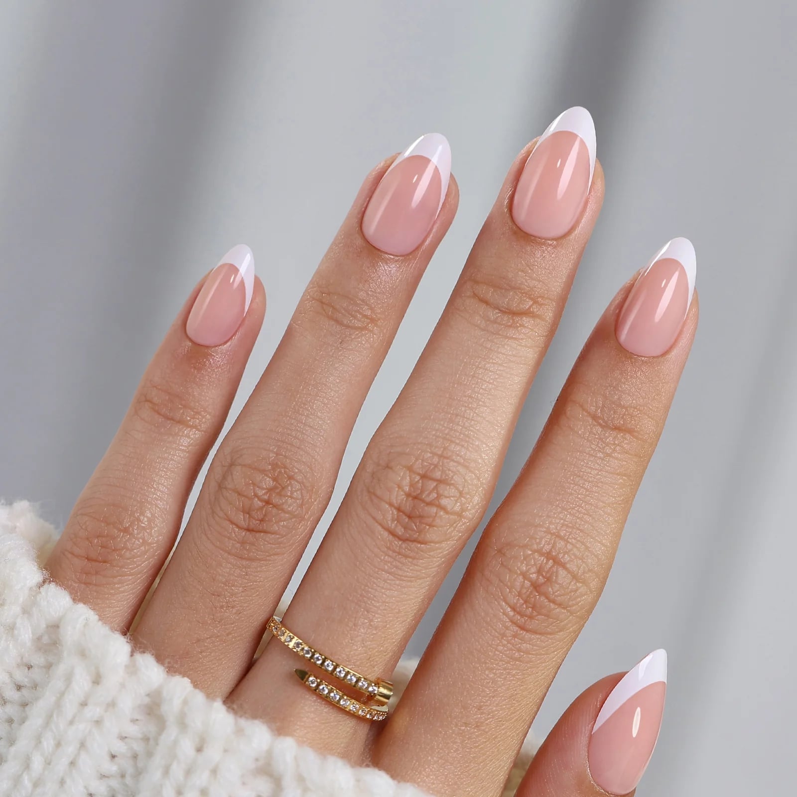 Sheer Pink Almond Nails with White French Tips Sheer Pink Almond Nails with White French Tips — Almond Nails 2027 for Short Nail Beds