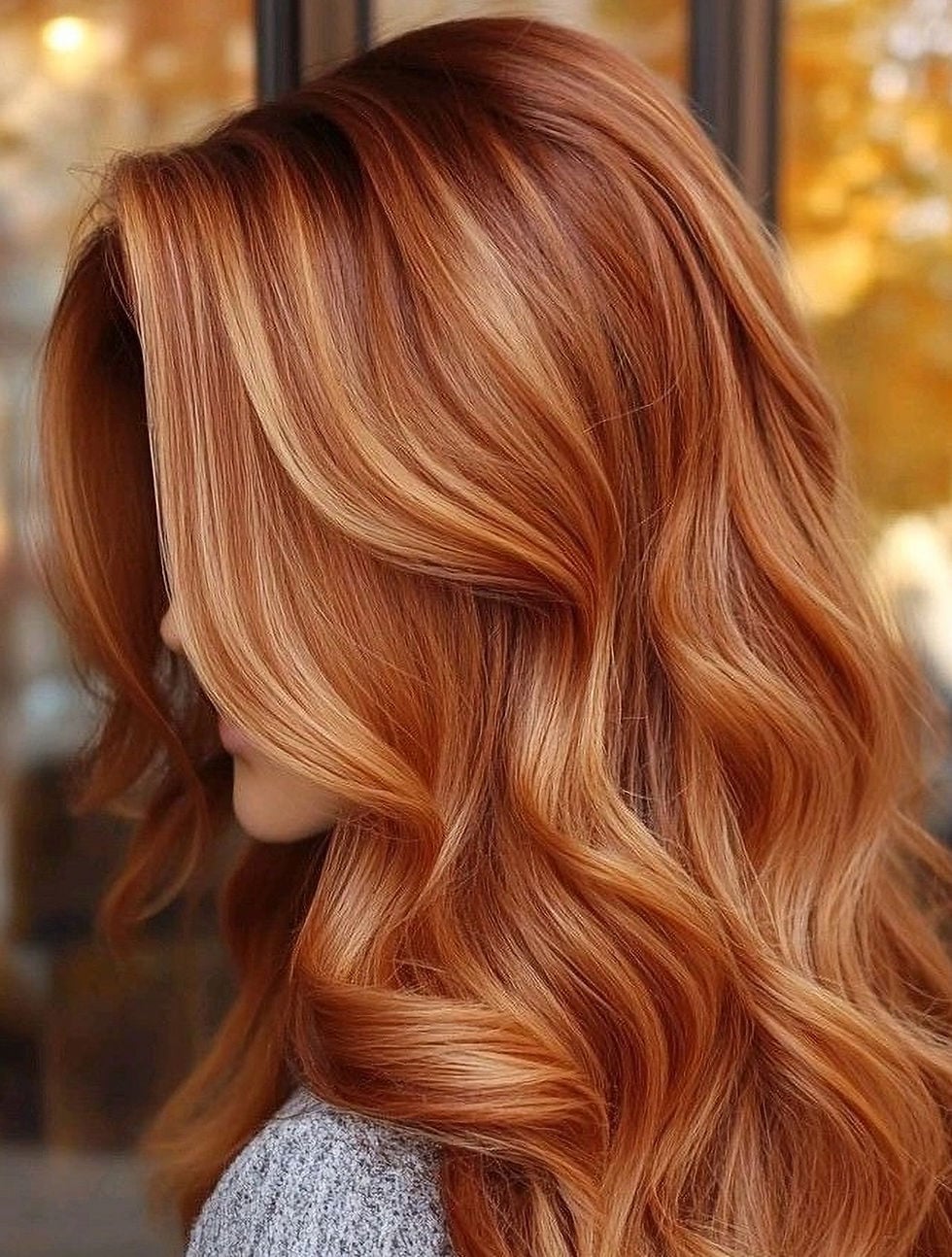 Mid-Back Warm Auburn With Blonde Highlights — Auburn Hair 2027 for Latinas