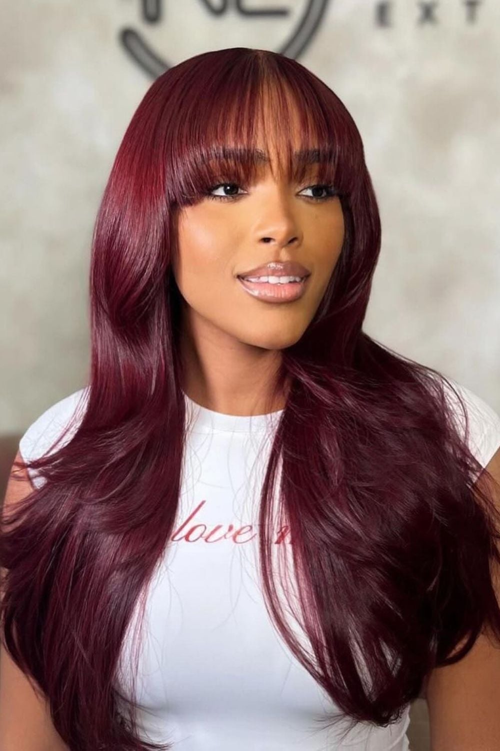 Mid-Back Deep Auburn With Full Bangs — Auburn Hair 2027 for Latinas