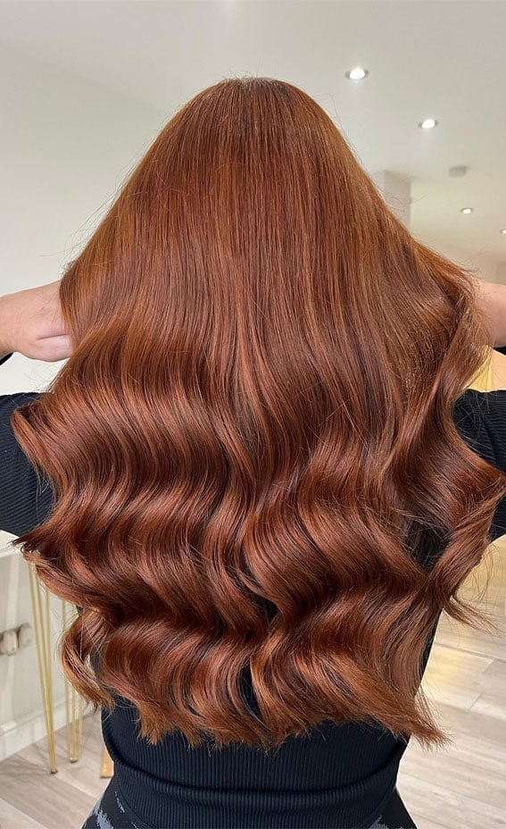 Mid-Back Auburn Balayage Waves — Auburn Hair 2027 for Latinas