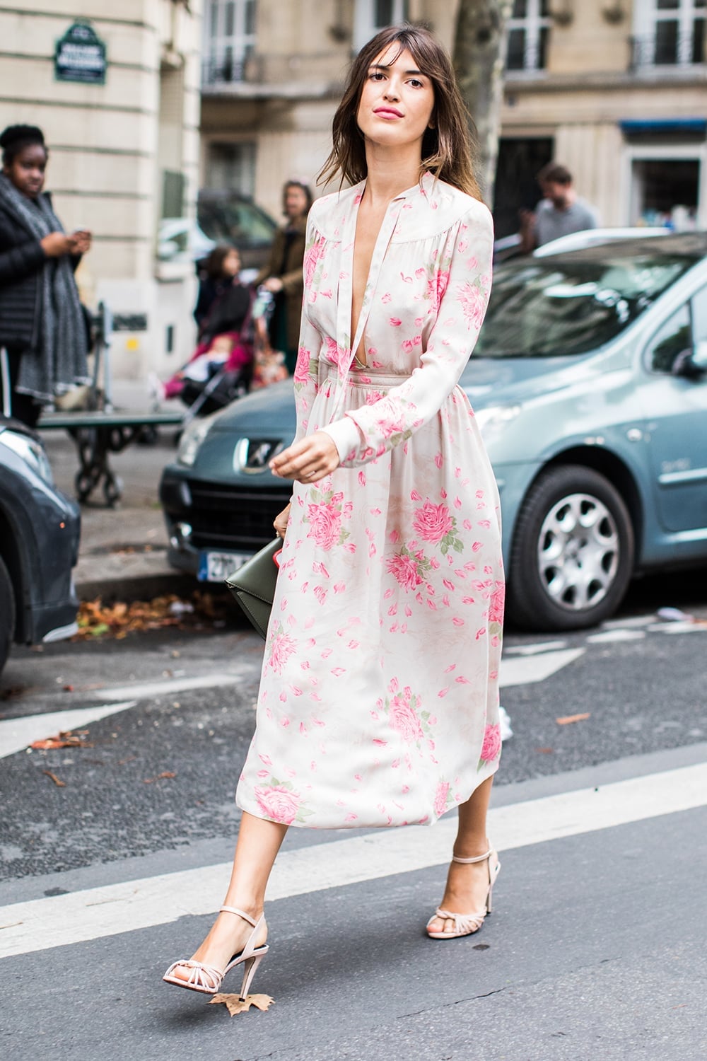 White floral print midi A-line dress with long sleeves White floral print midi A-line dress with long sleeves — Bachelorette Dress 2027 for Guest