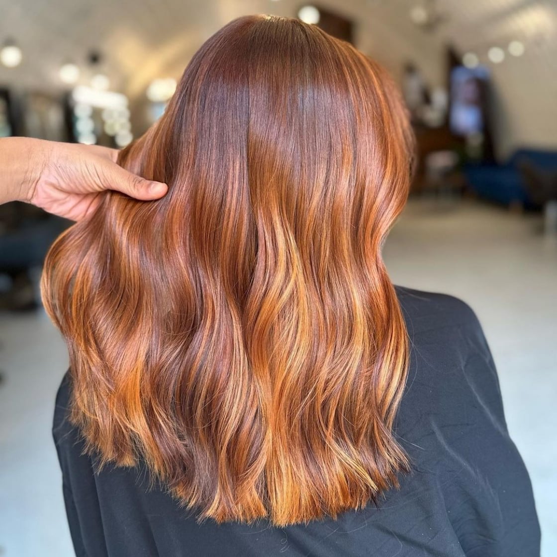 Copper Red Balayage Collarbone Length Waves Copper Red Balayage Collarbone Length Waves — Balayage on Red Hair 2027