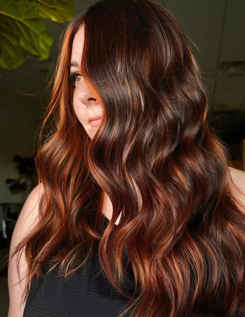 Dark Red With Subtle Copper Balayage Dark Red With Subtle Copper Balayage — Balayage on Red Hair 2027