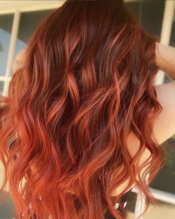 Red Balayage With Vibrant Fiery Ends Red Balayage With Vibrant Fiery Ends — Balayage on Red Hair 2027